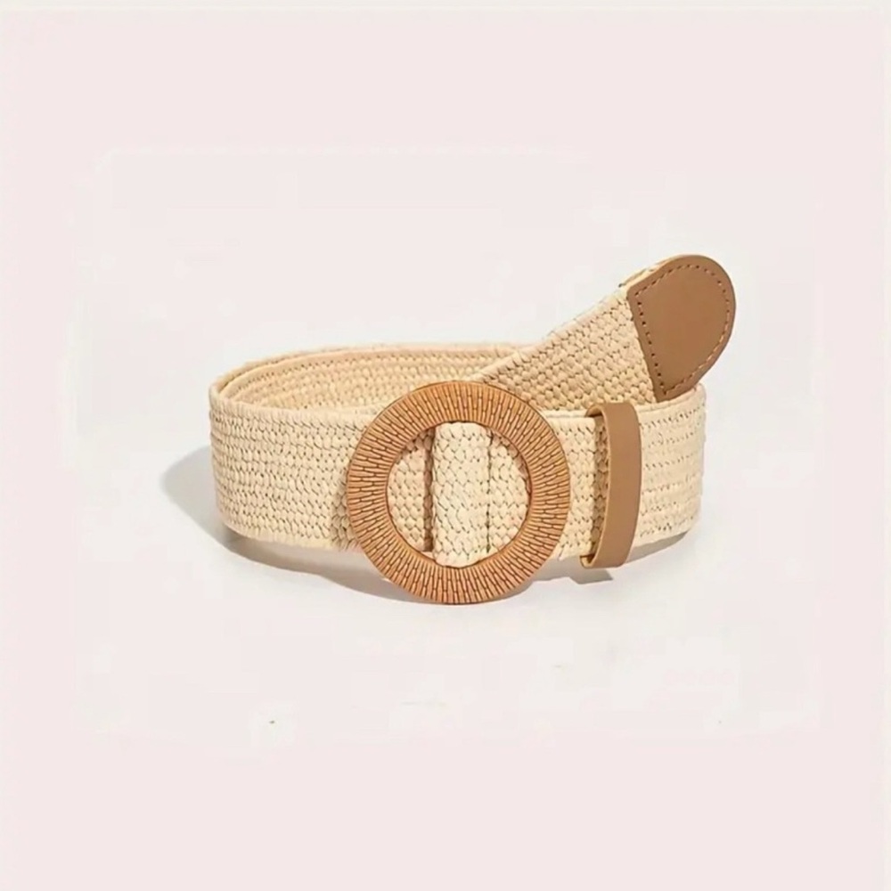 Elegant Cream Woven Belt